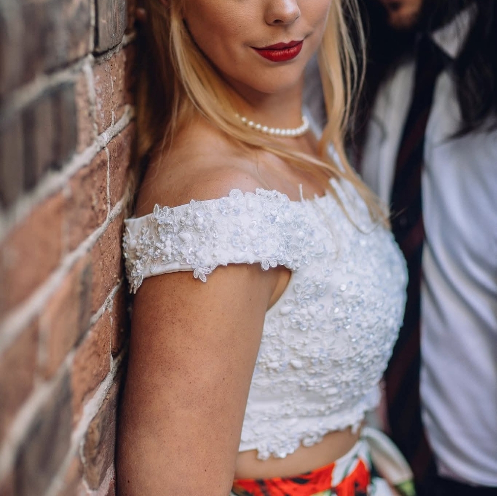 Cinderella White Beaded Embellished Crop Top